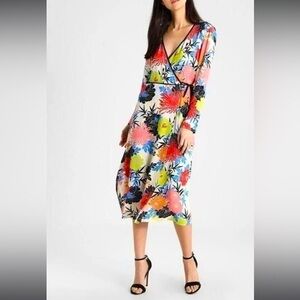 Top shop Freya floral wrap dress/Long duster, size 4